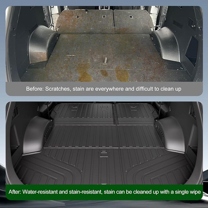 xipoqix Cargo Mat Backrest Mat Compatible with 2019 2020 Santa Fe TPE Cargo Liner Back Seat Protector Replacement for 2019 2020 Santa Fe Accessories (Trunk Mat with Backrest Mats)