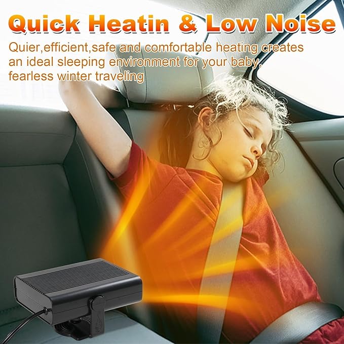 Car Heater,12V 200W Portable Heater for Car,360° Rotatable Defroster for Car Windshield,2-in-1 Heating and Cooling Fan Plug in Cigarette Lighter Car Heaters for Vehicle,SUV,RV