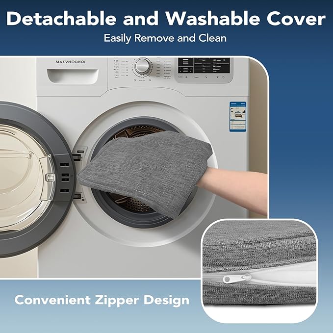 Chair Cushions for Dining Chairs, Non Slip Chair Pads with Ties and Washable Covers, Memory Foam Kitchen Chair Cushions Set of 4, 16"X16"X2.5", Dark Gray
