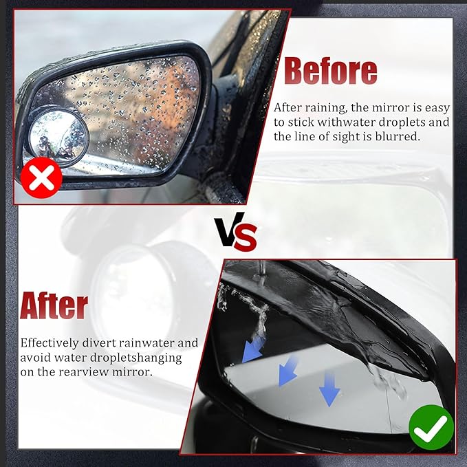 Pincuttee 2PC Side Mirror Visor Rain Guards,Car Rear View Mirror Rain Cover,Silicone Rain Shield,Mirror Cover Rubber Visor Guard(Solid-Black,2Pack)