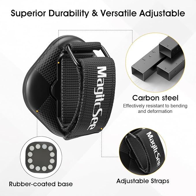 4 Pack Heavy Duty Magnetic Shovel Holder for Truck with Adjustable Strap, No-Drill Strong Magnet Mount Rack for Flag, Utility Tool, Axe, Stable Organizer for RV, Garage, Trailer, Cruise, ATV Storage