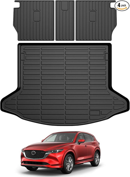 Mixsuper Cargo Liner for Mazda CX-5 CX5 2017-2024 2025, All Weather Trunk Mat Backrest Mat TPE Back Seat Cover Protector for CX5 Accessories