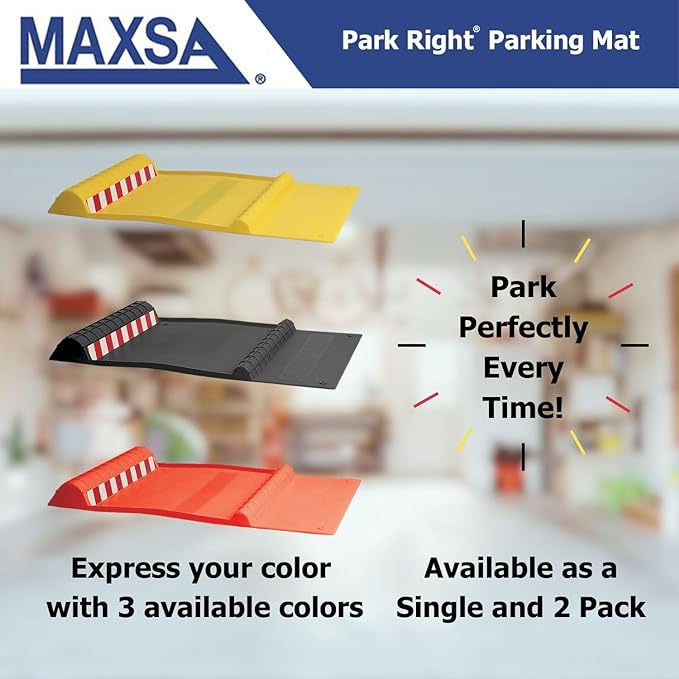 Maxsa 37359-2PK Park Right 21" x 11" x 2" Parking Mat, Red, Amazon Exclusive