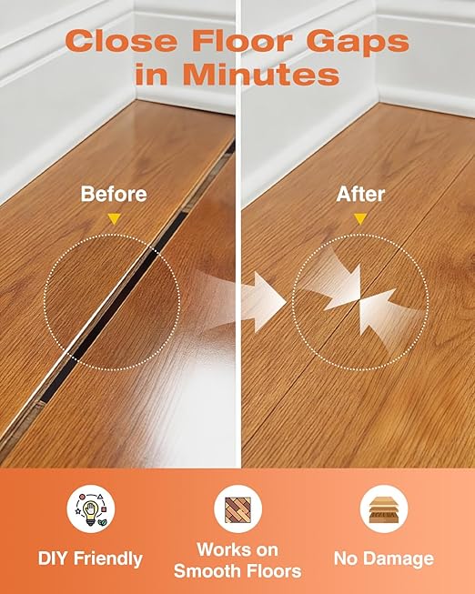 Saker Floor Gap Fixer Tool Kit with Mallet, 10PCS Washable Pads & Gloves, Suction Cup Tool for Laminate Floor Gap Repair, Vinyl Plank & Wood Floors (Single Suction Cup+Rubber Mallet)