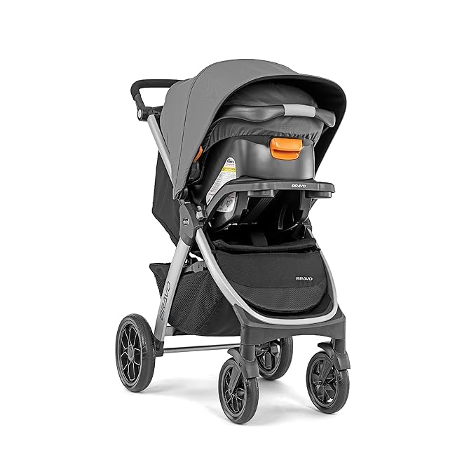 Chicco Bravo 3-in-1 Trio Travel System, Bravo Quick-Fold Stroller with KeyFit 30 Infant Car Seat and Base, Calla/Grey