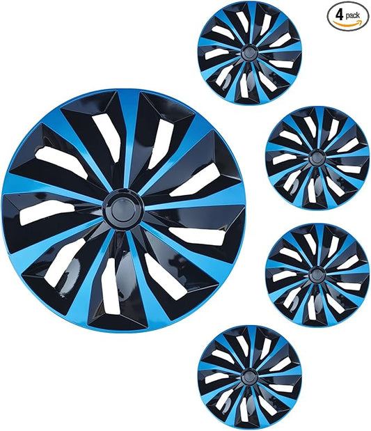 Hubcap Wheel Cover Replacement R16 Hub Caps Universal-Fit Steel Wheel Rim Cover ABS Material Exterior Accessories for Car Truck SUV -Set of 4（16-inch，Blue-Black）