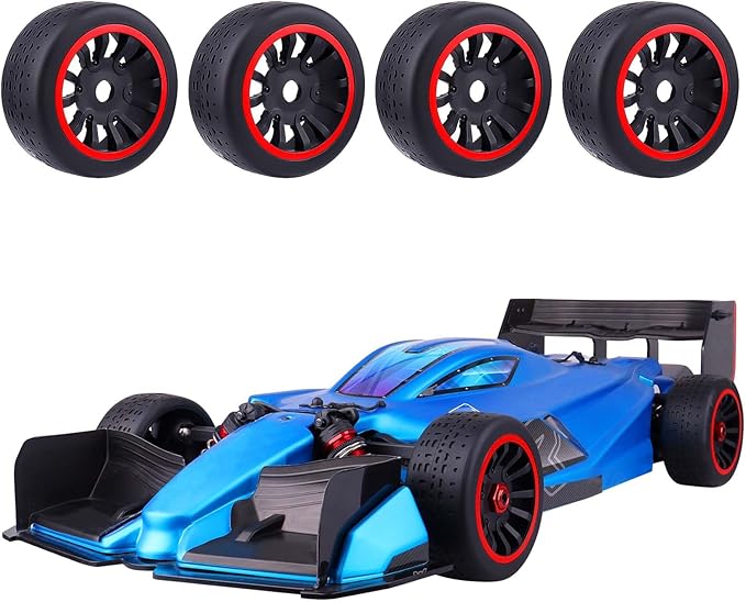 HobbyPark 17mm Hex Pre-Glued 42/100 2.9 Belted Tires and Wheels RC Street Tire with Foam Inserts for 6s High Speed Runs fit for 1/7 Arrma Infraction Felony 6S BLX Limitless 1/8 Typhon 6S 3S (Set of 4)