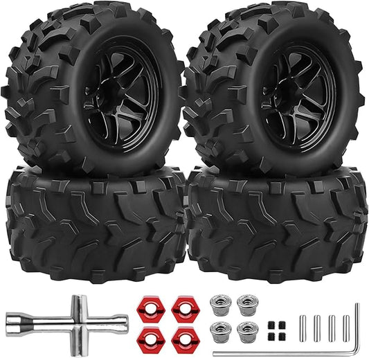 Hobbypark Pre-Glued RC Monster Truck Tires and Wheels for Arrma Granite Voltage MEGA 2WD 4X4 V3 3S BLX Brushless 1/10 Big Rock,Set of 4…