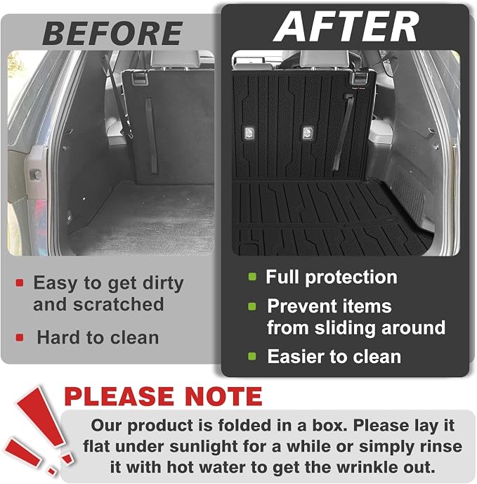 TripleAliners Trunk Mat with Backrest Mat Compatible with Toyota Grand Highlander 2024 2025 2026 All Weather TPE Liners 2 in 1 Accessories Custom Fit TPE Heavy-Duty Covers (Won't Fit Highlander)