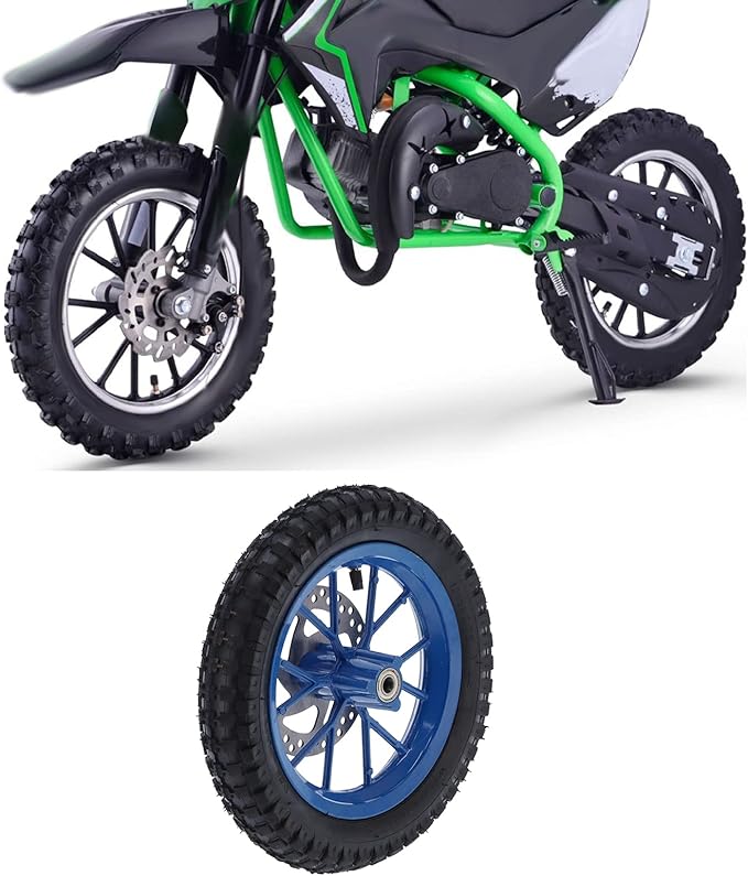12.5 Inch Front Dirt Bike Tire,Mini Bike Front Wheel and Tire Disc Brake,Tyre Rubber Front Wheel Tire 12.5X2.75In Disc Brake Sprocket Bolts for 2 Stroke Mini Dirt Bike(C (Blue))