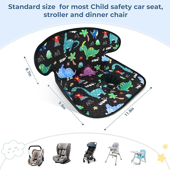 COOLBEBE Car Seat Protector for Potty Training, 2 Pack Dry Waterproof Car Seat Liner Toilet Training for Baby Infant Toddler, Piddle Pads Cover Pad for Strollers & Carseat (Dinosaur,2PC)