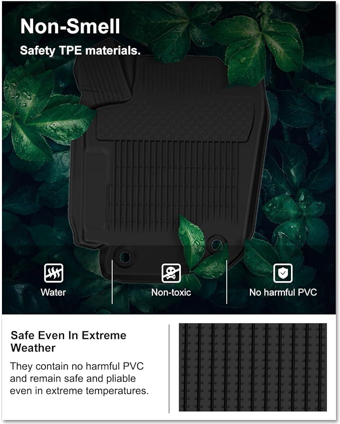 KIWI MASTER Floor Mats for 2013-2018 Toyota RAV4 (Non-Hybrid), OEM Replacement PT908-42165-20, Custom Fit All Weather Car Mats, Heavy Duty TPE Floor Liners, Front & Rear 2 Row, Black