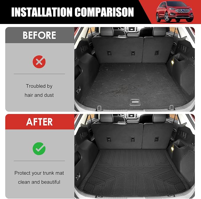 Cargo Liner Fit for 2015-2024 Ford Edge 5 Seats Accessories, Cargo Mat TPE Trunk Mat All Weather Trunk Liner Cargo Cover Replacement for 2024 Ford Edge(Cargo Mat)