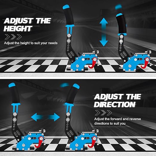 aikeec 64Bit PC USB Handbrake, Upgrade SIM Racing Games Handbrake for LO GITECH G25 G27 G29 T500 T300 THRUST MASTER FANATECOSW DIRT RALLY, 2M Nylon Cable/Reinforced Spring/Blue+Clamp