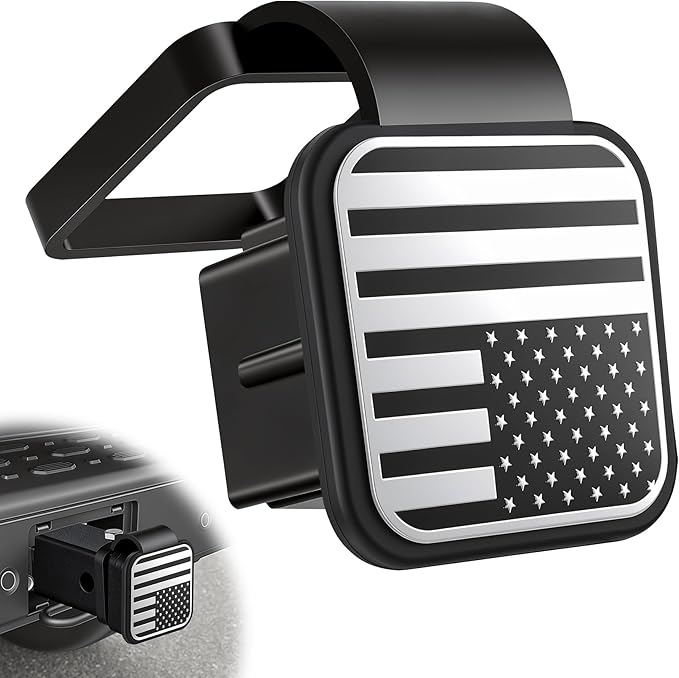SINGARO 2 Inch Universal Flag Tow Hitch Covers, Trailer Hitch Cover Tube Plug Insert, Car Exterior Accessories, Receiver Tube Hitch Plug（American Flag-B）