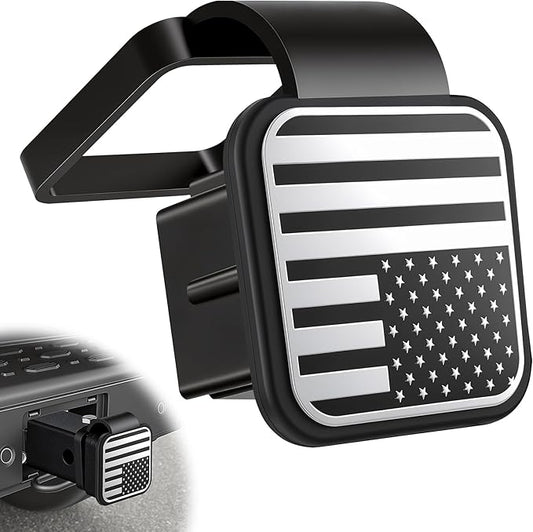 SINGARO 2 Inch Universal Flag Tow Hitch Covers, Trailer Hitch Cover Tube Plug Insert, Car Exterior Accessories, Receiver Tube Hitch Plug（American Flag-B）