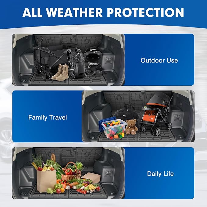 Mixsuper Cargo Liner for Toyota 4Runner 2010-2024 5 Seater (No 3rd Seat or No Sliding Cargo Deck), All Weather Cargo Mat Backrest Mat TPE Back Seat Cover Protector for 4Runner Accessories