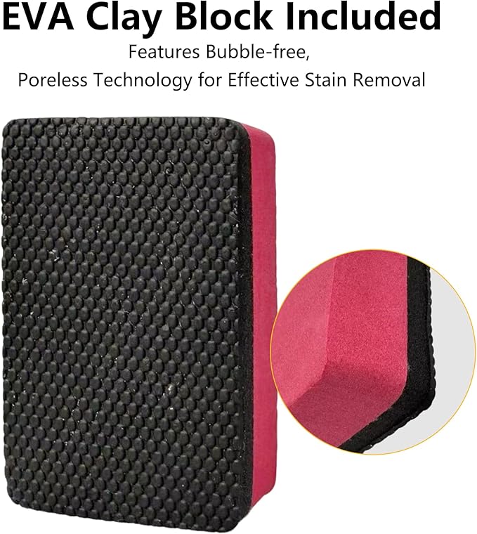 Upgrade Clay Towels and Pad Set 5PCS - Perforated Synthetic Decontamination Towel for Car Detailing, Cleaning & Release of Paint Contaminants, 4pcs Clay Bar Towels 12x12 Red, & 1pcs Red Pad