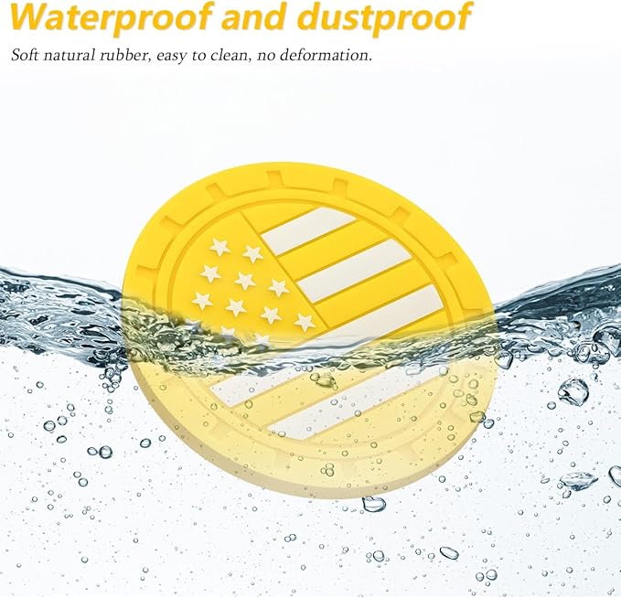 Osilly Car Cup Holder Coasters, 4 Pack American Flag Insert Car Cup Coaster, 2.75 Inch PVC Anti Slip Shockproof Embedded Drink Mat, Car Interior Decoration Accessories for SUV, Truck(Yellow)