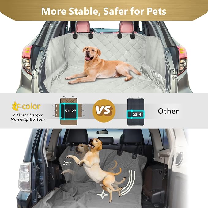 Veckle SUV Cargo Liner for Dogs with Side Flaps, Large (54" x 93") Water Resistant Trunk Cover, Non-Slip Pet Area Protector with Bumper Flap, Universal Fit for SUVs Sedans Vans, Gray