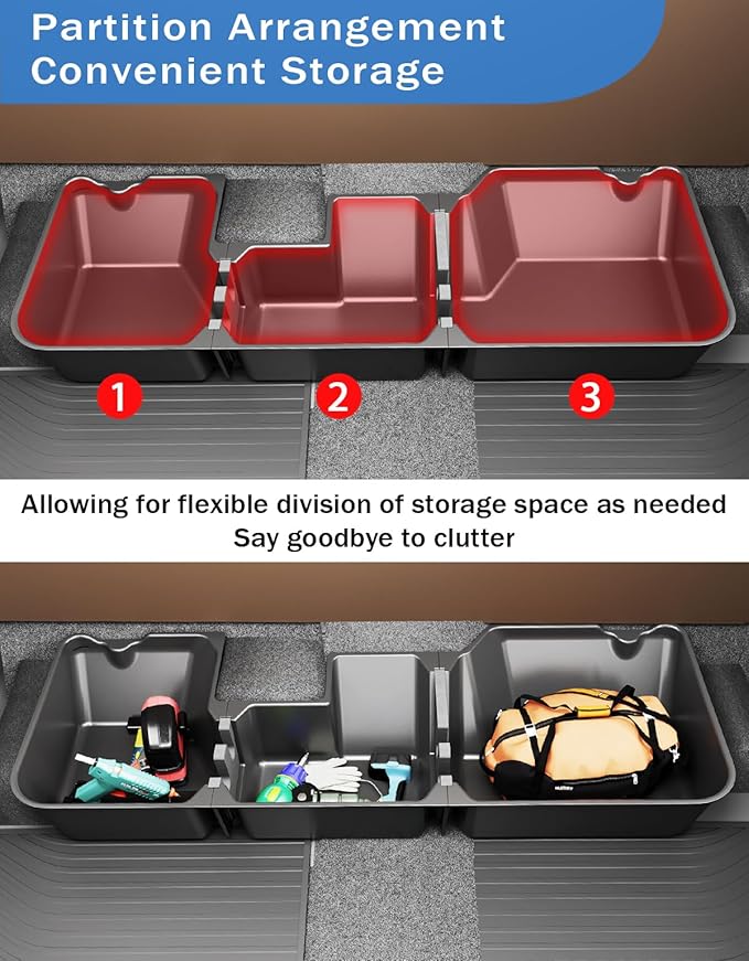 FengYu Under Seat Storage Box - Compatible with 2019-2026 Dodge Ram 1500 Crew Cab (New Body Style),Heavy-Duty Truck Organizer Under Back Seat Organizer Box