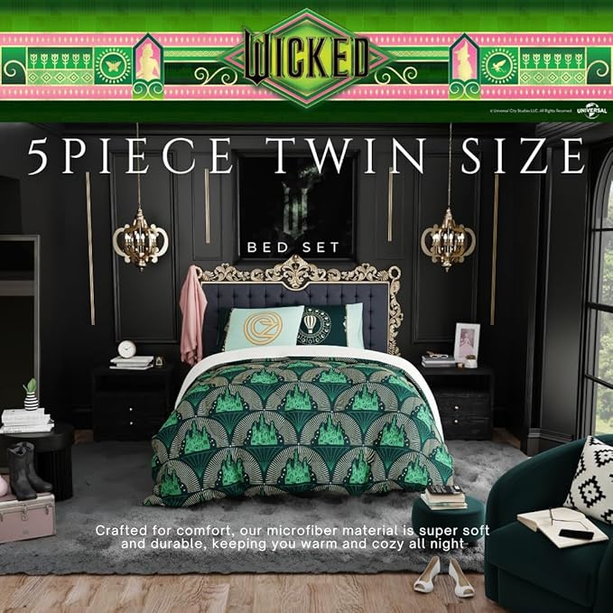 Collectibles Wicked Lux Bedding 5 Piece Super Soft Reversible Comforter and Sheet Set with Sham, Twin, (Officially Licensed Product) by Franco