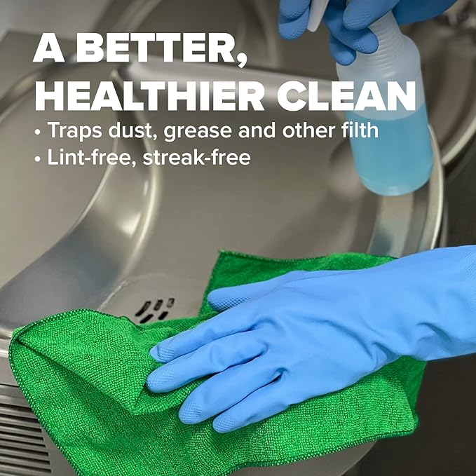 Pinnacle Mercantile Microfiber Cleaning Cloths Extra Large 16x16in Pack of 48 Highly Absorbent Lint Free Streak Free Non-Abrasive Clean Wet or Dry Washable Reusable for Home Kitchen Car and Janitorial