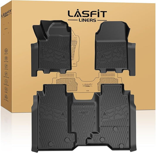 LASFIT Floor Mats for Chevrolet Chevy Silverado EV 2024-2026 (Fit Without Multi-Flex Midgate, Not Fit with Multi-Flex Midgate), All Weather TPE Custom Fit Floor Mats for Cars