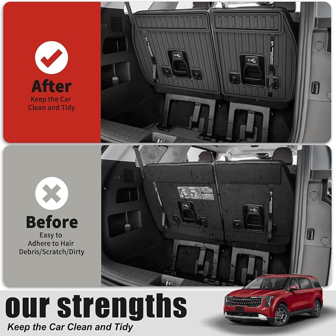 7PCS Cargo Mat for Kia Carnival 2022-2026 / Carnival Hybrid 2025 2026 Cargo Liner with Backrest Mat TPE All Weather Trunk Mat 3rd Row Back Seat Cover Protector 2025 Carnival Accessories