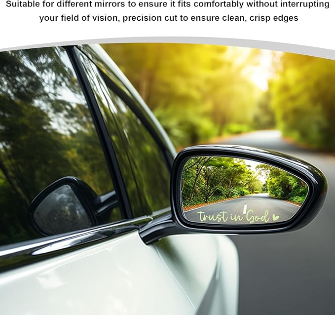 DXNQ 4 PCS Trust in God Rearview Mirror Decals, Automotive Vinyl Rear View Mirror Decorative Stickers, Waterproof Trust in God Stickers for Car Truck Laptop, Car Accessories (Luminous)