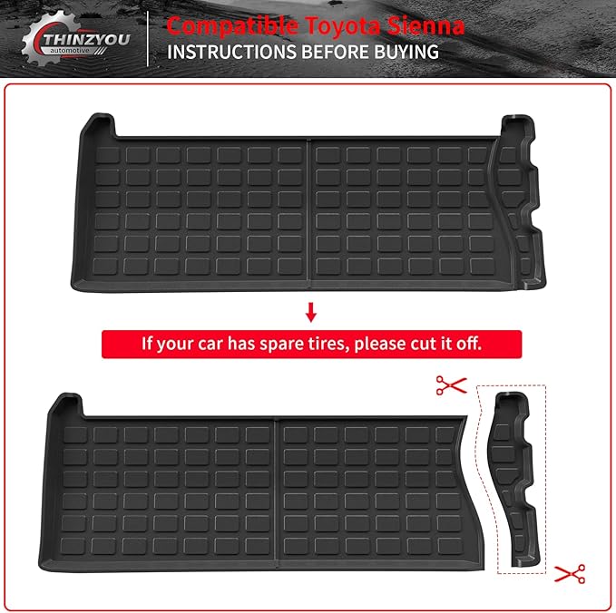 Cargo Mat Compatible with 2021-2025 2026 Toyota Sienna 7&8 Seats Cargo Liner Cargo Mat Trunk Mat Trunk Liner Back Seat Cover 2024 Sienna Accessories (Upgrade Trunk Mat+Backrest Mats)