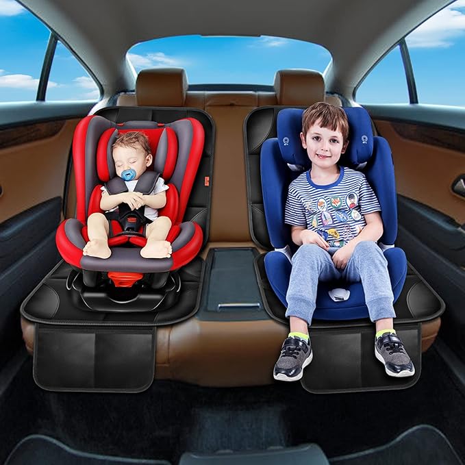 XHYANG Car Seat Protector 1 Pack Car Seat Cushion Mat Thickest Padding,Waterproof 600D Fabric Car Seat Covers for Non-Slip Backing Mesh Pockets for Baby and Pet (Blue, 2 Pcs)