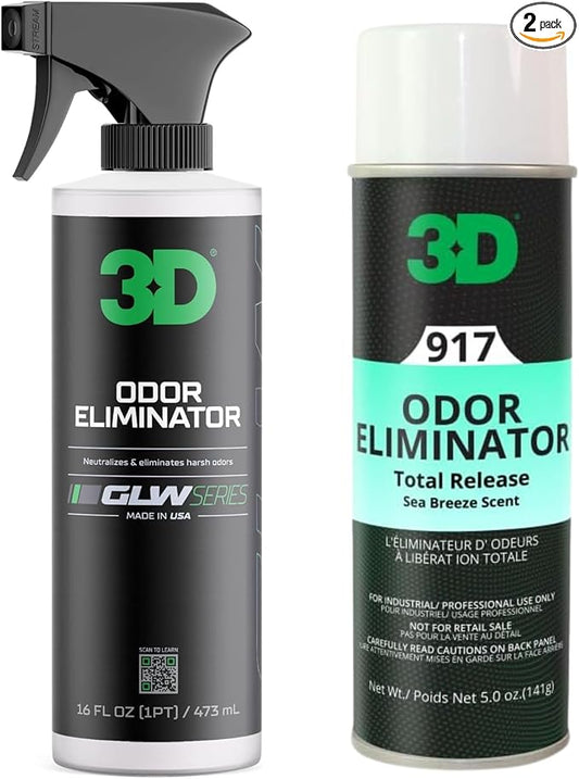 3D GLW Odor Eliminator Spray (16 oz) & Total Release Fogger (Sea Breeze, 5 oz) – Dual Action Air Freshener for Lasting Odor Control
