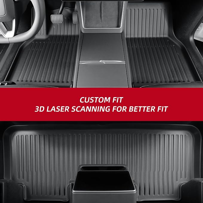 9PCS Full Set of Floor Mats for New 2025 2026 Tesla Model Y Juniper 5-Seats (Not fit Standard) All Weather TPE Front Rear Trunk Cargo Liner Backrest Mats Frunk Mat Accessories Black