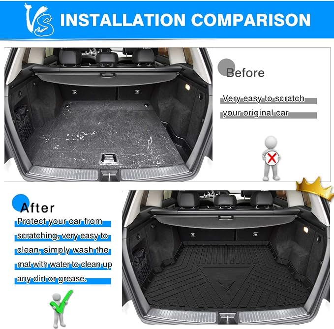 Cartist Custom Fit for Anti-Slip Cargo Liner GLK Odorless High Side 3D Trunk Floor Mat for Mercedes-Benz GLK 2008-2015