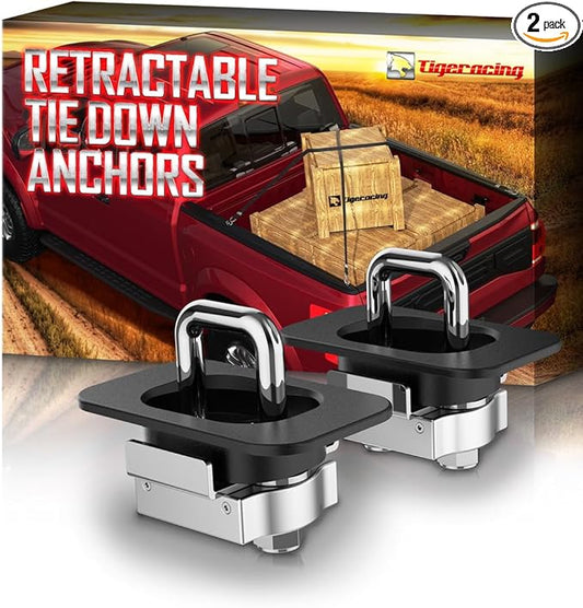 Tie Down Anchors Retractable Truck Bed Top Side D Ring Compatible with 2015-2026 F150 / 2017-2026 F250 F350 Super Duty / 2017-2026 Raptor - 3000 LBS Capacity of 2