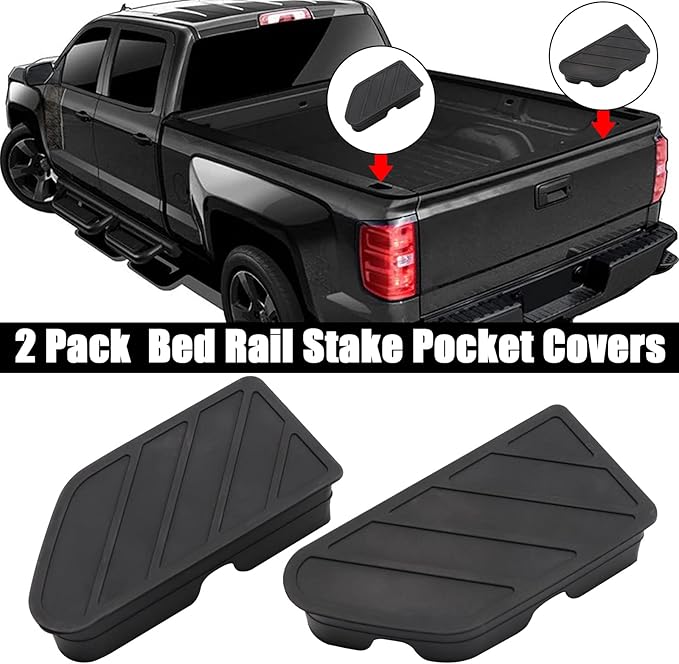 JERBOR Silicone Stake Pocket Covers Custom Fit for GMC Sierra Chevrolet Silverado 2019-2024 Truck Bed Rail Hole Plugs Stake Pocket Caps Cover