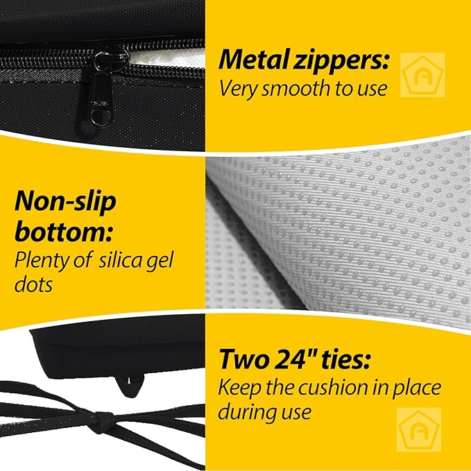 AAAAAcessories Outdoor Seat Cushions for Chairs, Waterproof, Fade-Resistant, 17" x 16" x 2", Patio Furniture Replacement Cushions, Set of 2, Charcoal Black