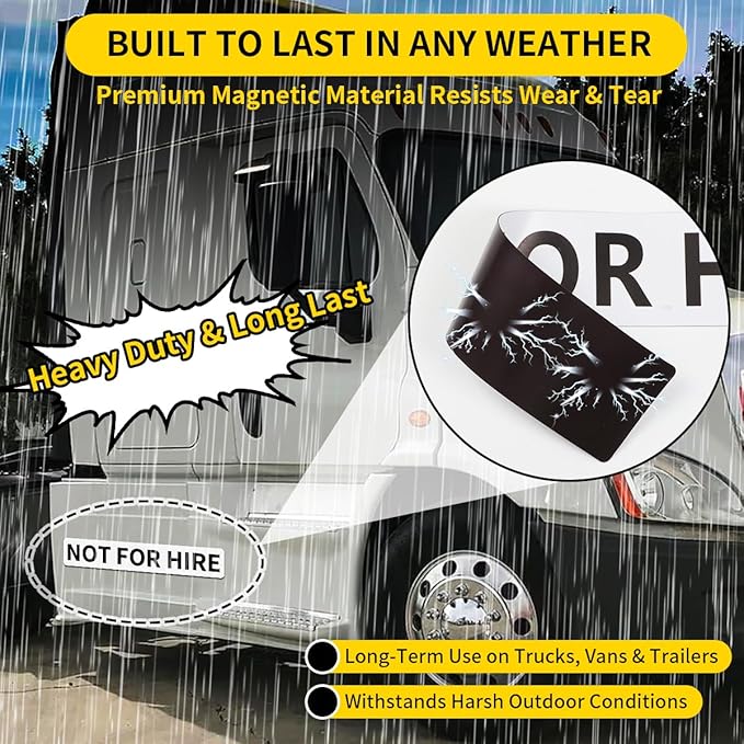 Not for Hire Magnets for Trucks & Vans - 2 Pack Heavy Duty Magnetic Signs - 3.5 x 21 Inch Magnetic Stickers for Commercial Vehicles, Trucks, Trailers - Meets US DOT Display Guidelines