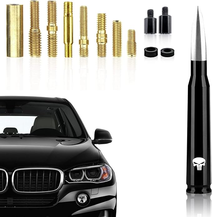 Ajxn 1 PC Car Truck Bullet Antenna, Auto Antenna Mast, Suitable for GM Chevy Silverado 1500 2500 3500 HD Avalanche GMC Sierra 1500 2500 3500 Denali Heavy Duty Pickup Trucks Accessories (Silver #1)