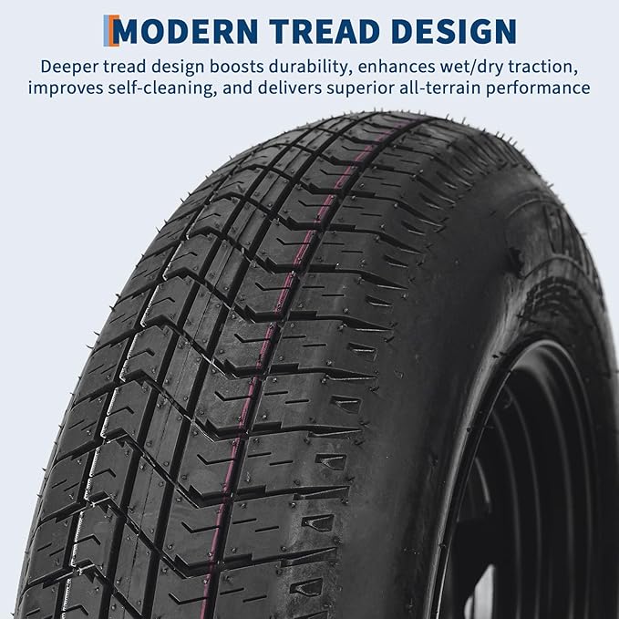 2-Pack Trailer Tire On Rim ST205/75D14 Trailer Tires and Wheels 5 Lug on 4.5 in PCD Trailer Tires with 14 in Rims Load Range C 6PR Black