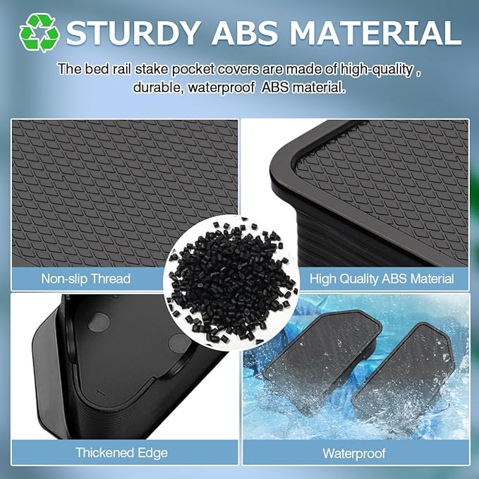 Shademax Custom Fit for Stake Pocket Covers 2014-2018 GMC Sierra 1500 Chevy Silverado 1500/2500/2500HD/3500 Truck Bed Rail Stake Truck Tonneau Covers Stake Pocket Hole Plugs Caps 2PCS