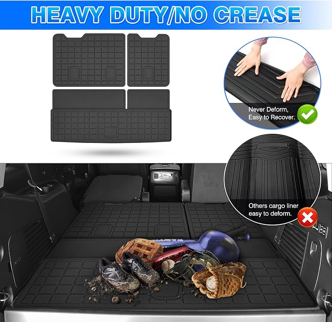 Tahoe Cargo Liner - Trunk Mat for Chevy Chevrolet Tahoe 2015-2020, All Weather Cargo Mat for Tahoe Accessories, Heavy Duty Car Mats, Car Accessories