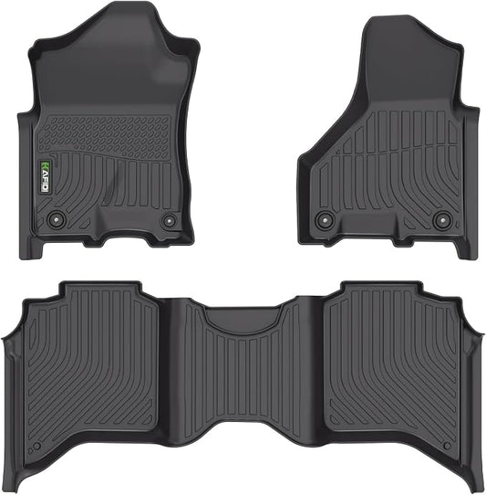 HAFIDI® Floor Mats Fit for 2019-2026 Dodge Ram 2500/3500 Crew cab, All Weather Protection TPE Anti-Slip Automotive Floor Liners, Fits 1st & 2nd Row Full Set Custom Accessories, Black