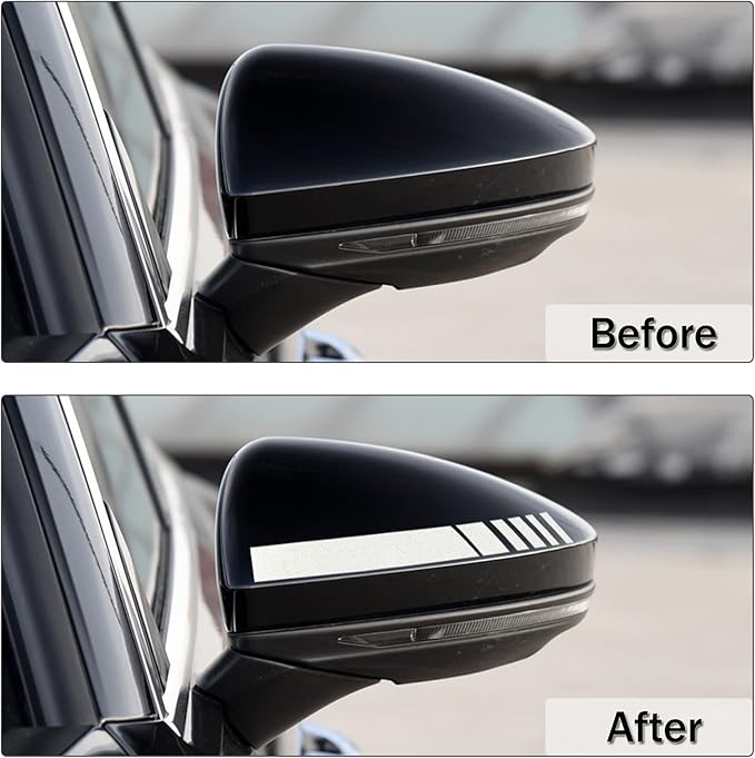 SINGARO Car Rear View Mirror Stickers Decor Car Body Sticker Vinyl 4pcs (Sliver)