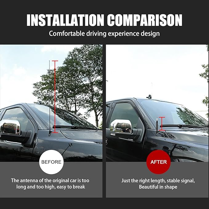 Ajxn 1 PC Car Truck Bullet Antenna, Auto Antenna Mast, Suitable for GM Chevy Silverado 1500 2500 3500 HD Avalanche GMC Sierra 1500 2500 3500 Denali Heavy Duty Pickup Trucks Accessories (Splice Silver)