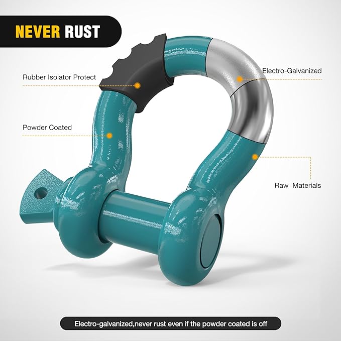 Nilight 2 Pack 3/4" D-Ring Shackle with 7/8" Screw Pin 41,887lbs Break Strength, Heavy Duty Off Road Recovery Shackle with Isolators Washers for Use with Tow Strap, Winch, Off-Road Truck Vehicle