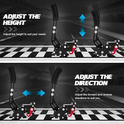 aikeec 64Bit PC USB Handbrake, Upgrade SIM Racing Games Handbrake for LO GITECH G25 G27 G29 T500 T300 THRUST MASTER FANATECOSW DIRT RALLY, 2M Nylon Cable/Reinforced Spring/Black+Clamp