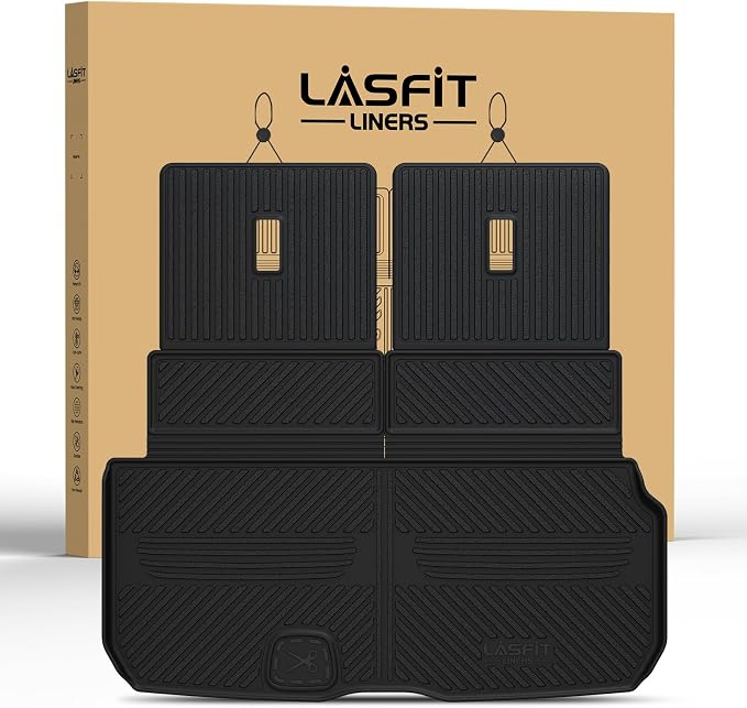 LASFIT Cargo Mat & Backrest Mat (3 Pieces) for Mercedes Benz GLS 450/580 /63 AMG 2026 2025 2024 2023 2022 2021 2020, All Weather TPE Cargo Liner Custom Fit GLS 2020-2026 Trunk Mat with Seatback