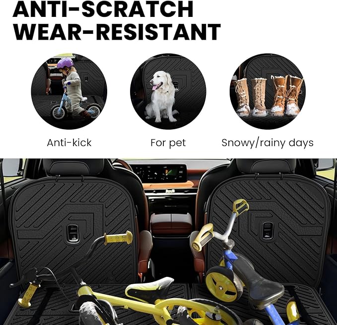 Lasfit Kick Mats for Kia Telluride 2027 7-Seat (Not Fit 8-Seat), 2nd Row Captain Chair Seat Back Cover Protectors, TPE Waterproof All-Weather Rear Backrest Liner